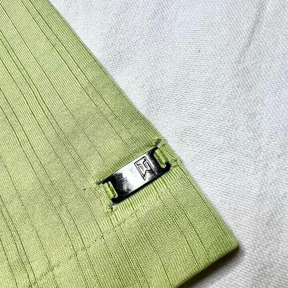 Tiger Woods Nike Polo Shirt Green Textured Stripes Men's Medium Golf Casual - Picture 3 of 12